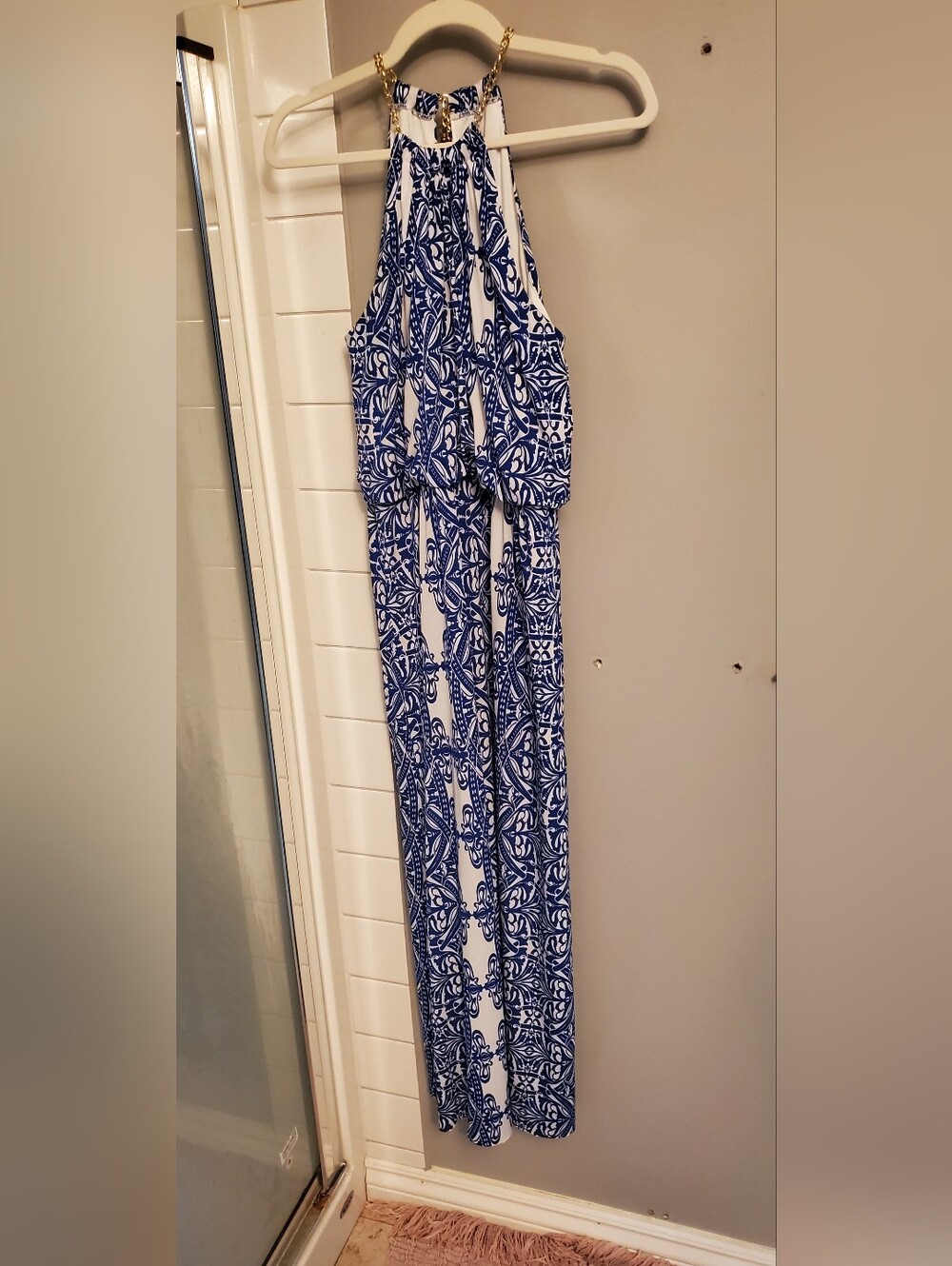 Blue & White Printed Women's Dress